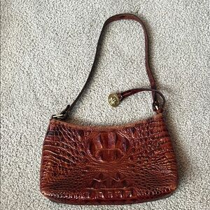 Brahmin Brown Croc Embossed Shoulder Bag